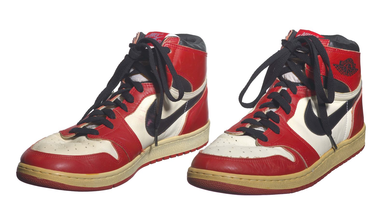 An original 1985 pair of Air Jordan 1 sneakers from a museum collection