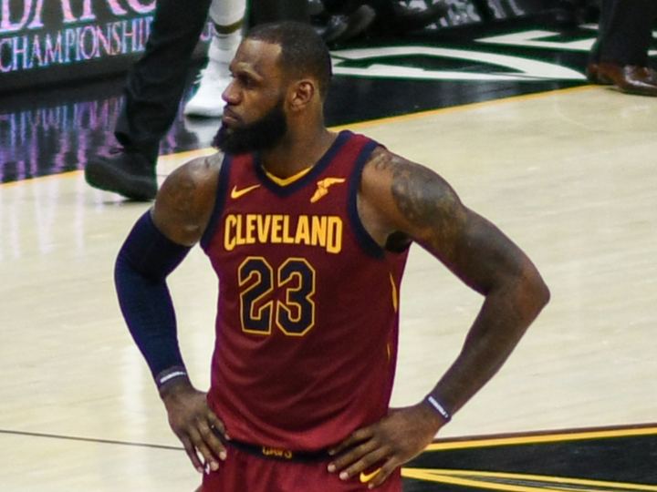 LeBron James on court with Cleveland in 2018