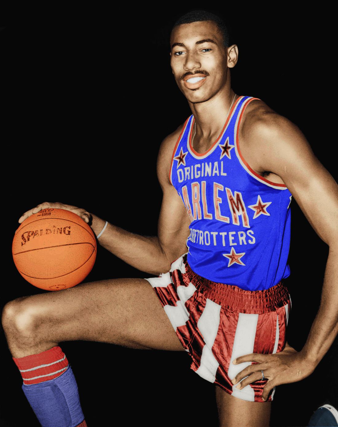 Black and white portrait of Wilt Chamberlain